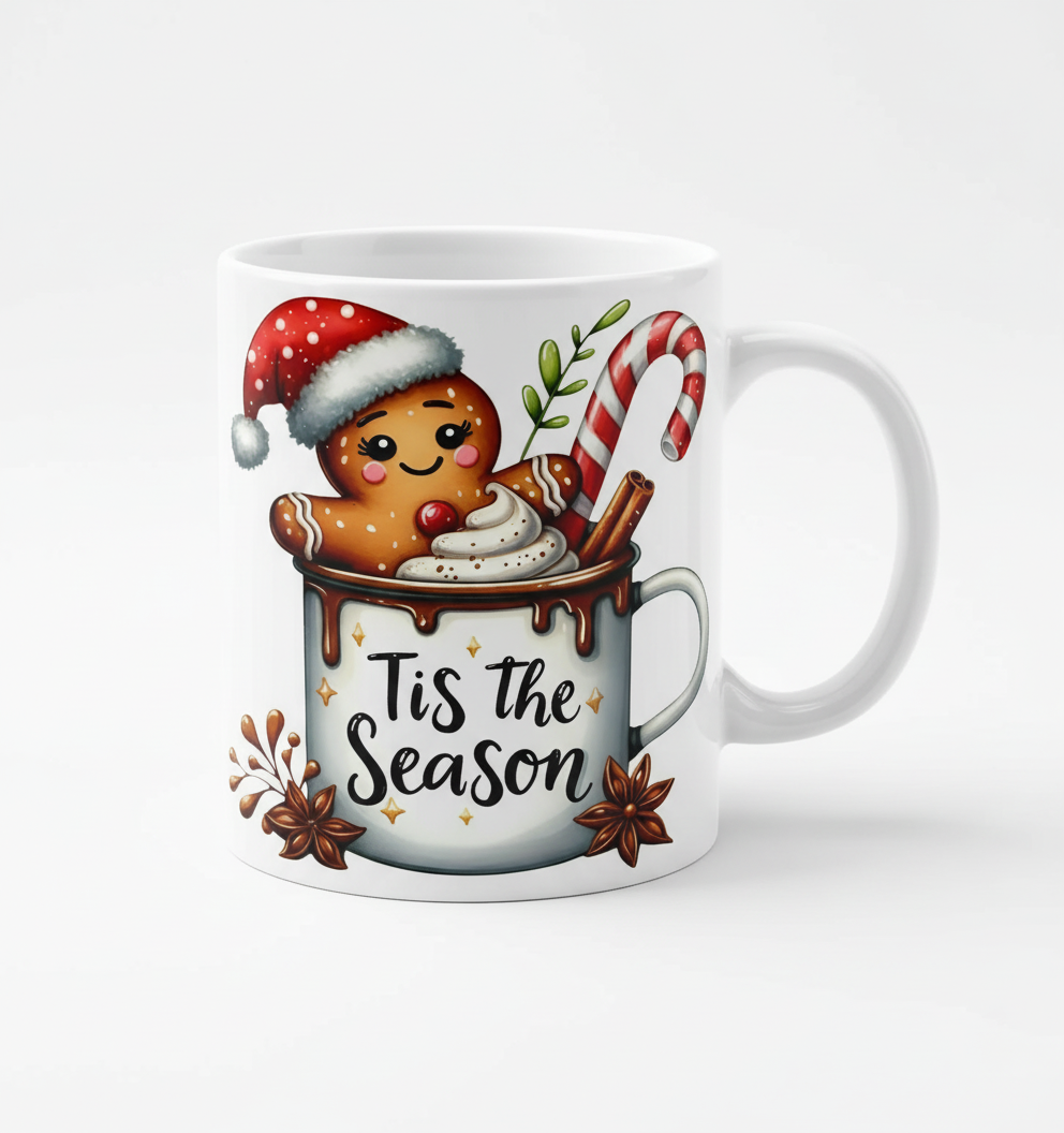 Tis the Season Gingerbread Mug - UVDTF Decal for cups/hard surfaces sticker