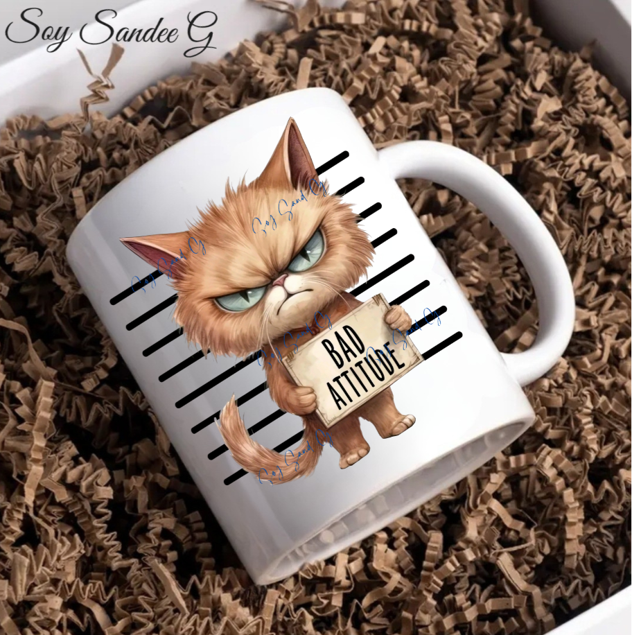 Bad Attitude Kitty - UVDTF Decal for cups/hard surfaces sticker