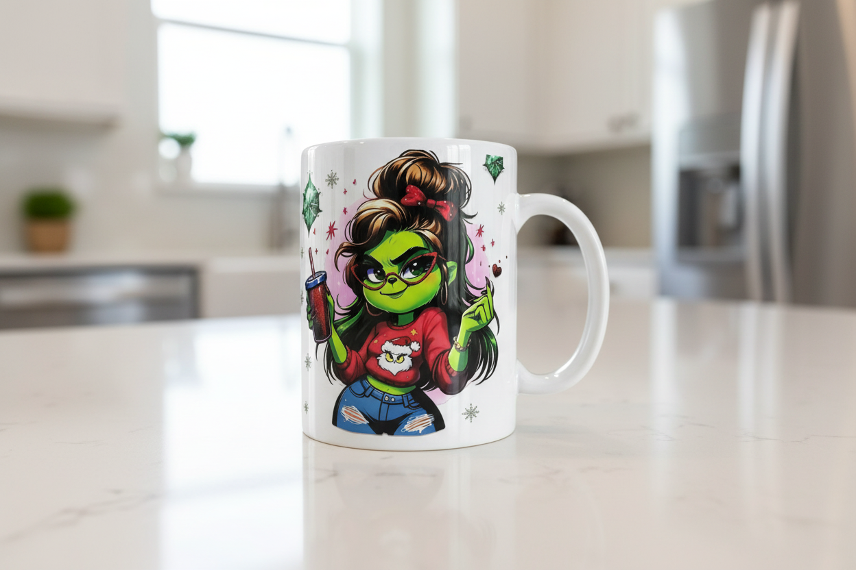 Green Girl & her Christmas Gnomes - UVDTF Wrap for cups/hard surfaces sticker