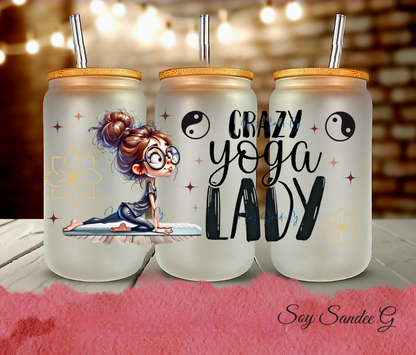 Crazy Yoga Lady - UVDTF Wrap for cups/hard surfaces sticker