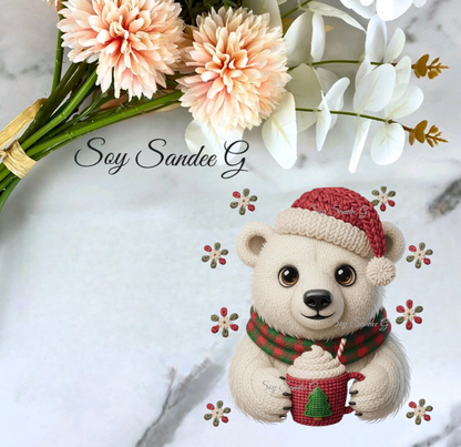 Embroidered Polar Bear - UVDTF Decal for cups/hard surfaces sticker