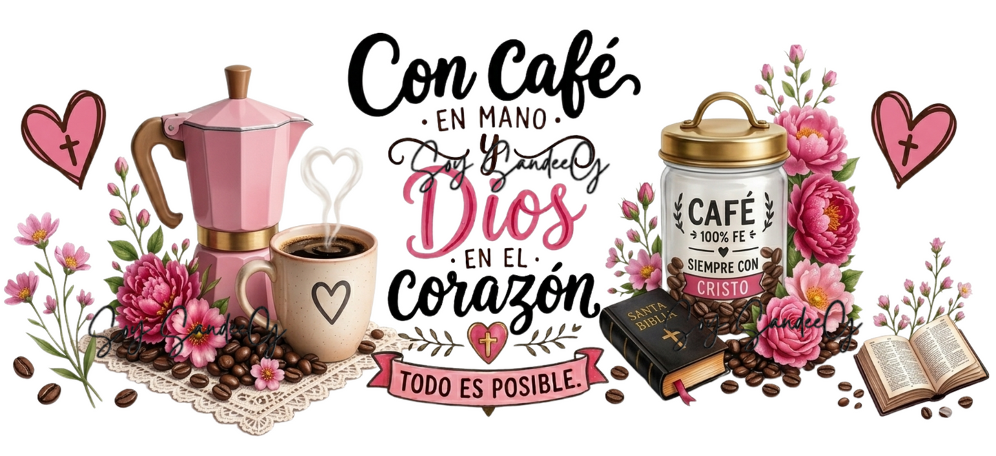 Con Cafe en Mano - UVDTF Wrap for cups/hard surfaces sticker