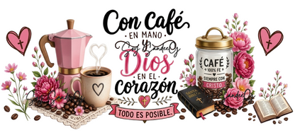 Con Café en Mano - UVDTF Wrap for cups/hard surfaces sticker