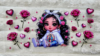 Virgen de Guadalupe Cutie - UVDTF Wrap for cups/hard surfaces sticker