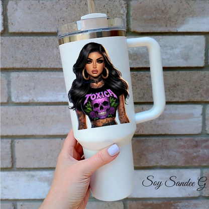 Latina Tóxica Purple Skull - UVDTF Decal for cups/hard surfaces sticker