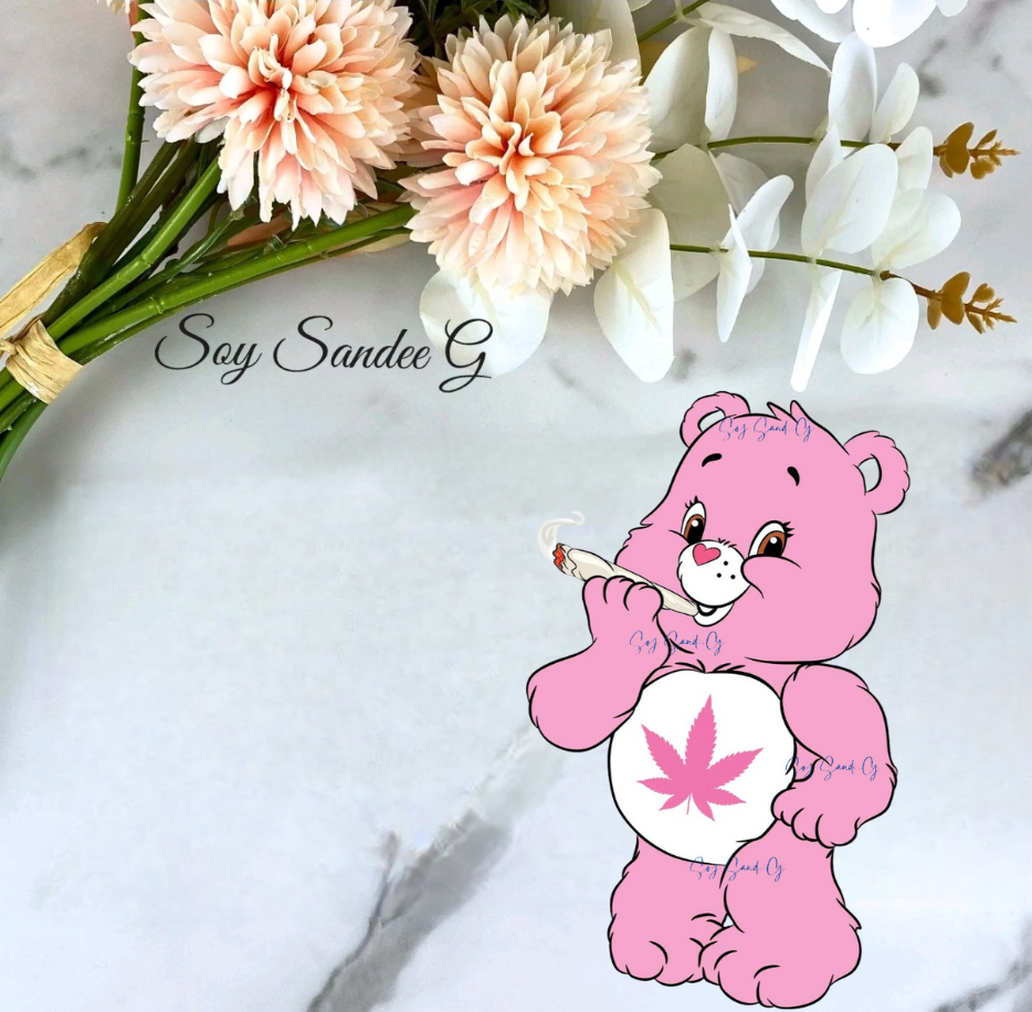 Pink Lit Care Bear - UVDTF Decal for cups/hard surfaces sticker