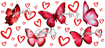 Red Butterflies  - UVDTF Wrap for cups/hard surfaces sticker