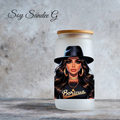 Boricua & her Black Hat - UVDTF Decal for cups/hard surfaces sticker