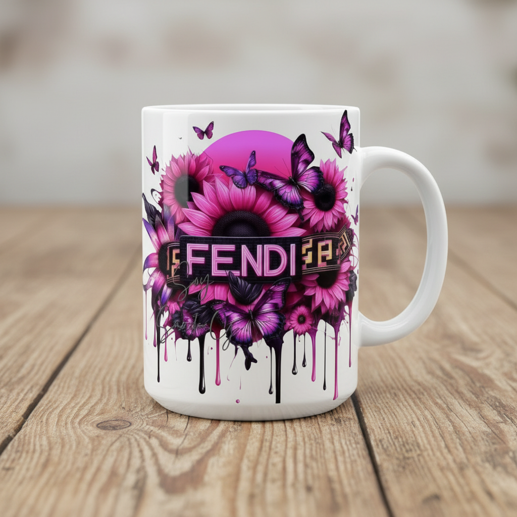 Fendi Pink Flowers - UVDTF Decal for cups/hard surfaces sticker