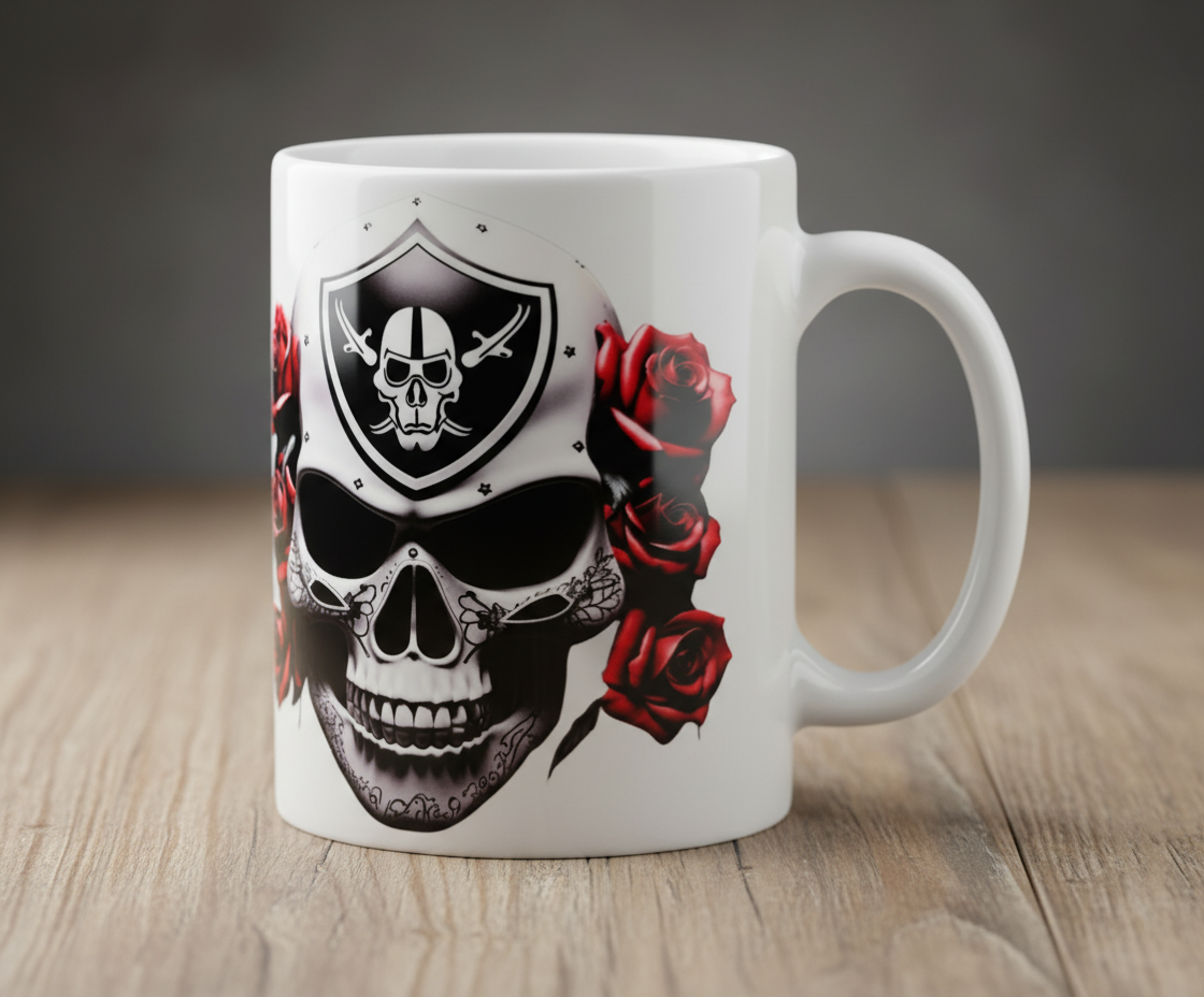 Black with Red Roses Skull - UVDTF Decal for cups/hard surfaces sticker