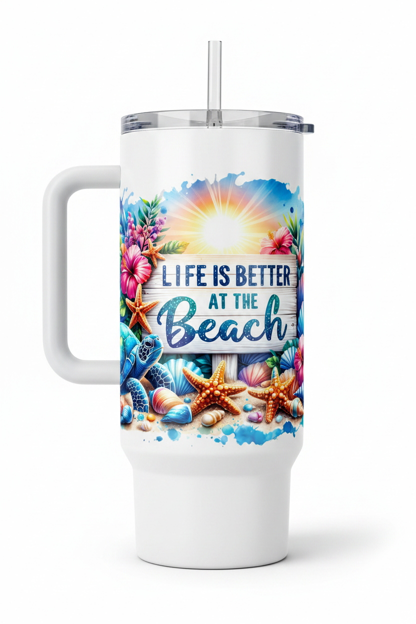 Life is Better at the Beach Turtle - UVDTF Wrap for cups/hard surfaces sticker