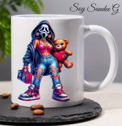Masked Cutie with her Teddy Bear - UVDTF Decal for cups/hard surfaces sticker