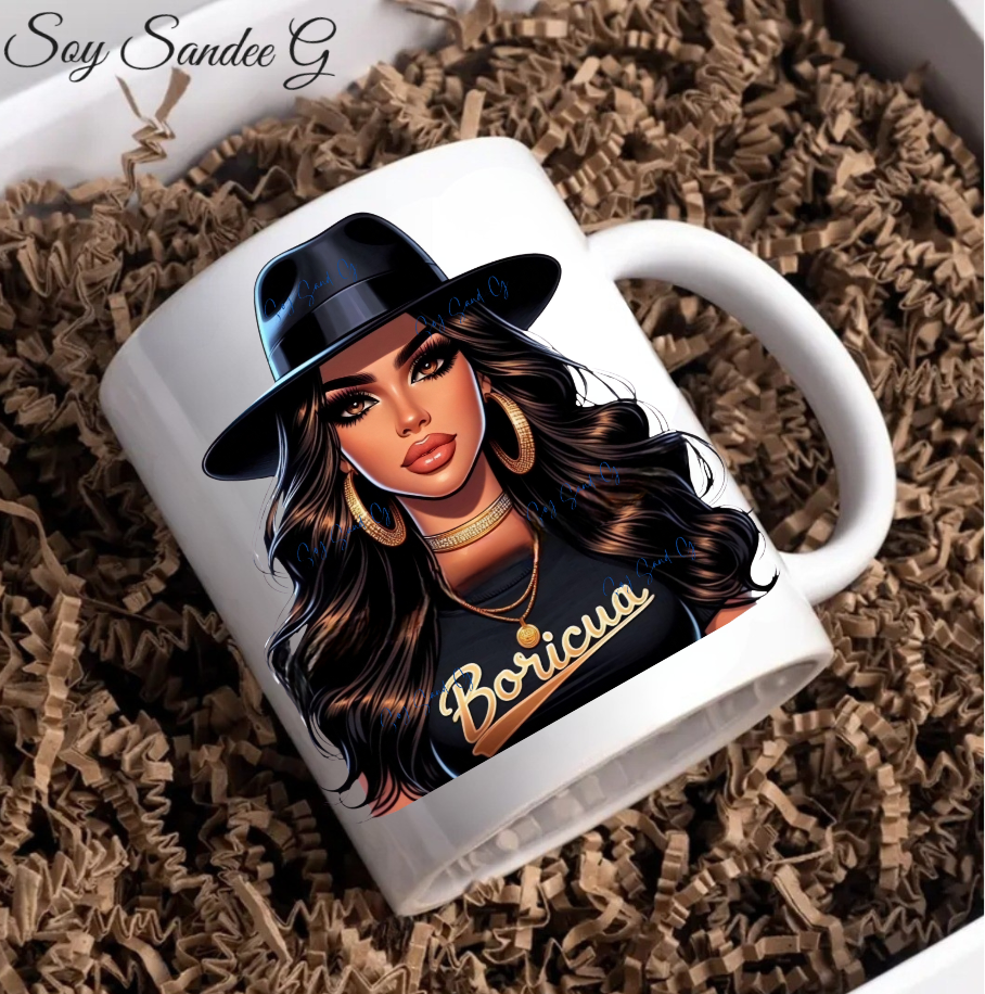 Boricua & her Black Hat - UVDTF Decal for cups/hard surfaces sticker