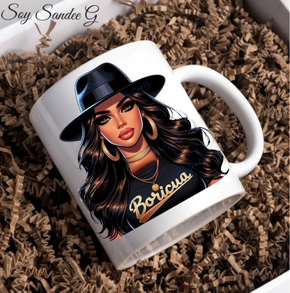 Boricua & her Black Hat - UVDTF Decal for cups/hard surfaces sticker