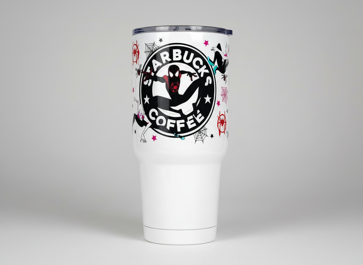 Envoltura UVDTF negra de Spiderman Starbucks