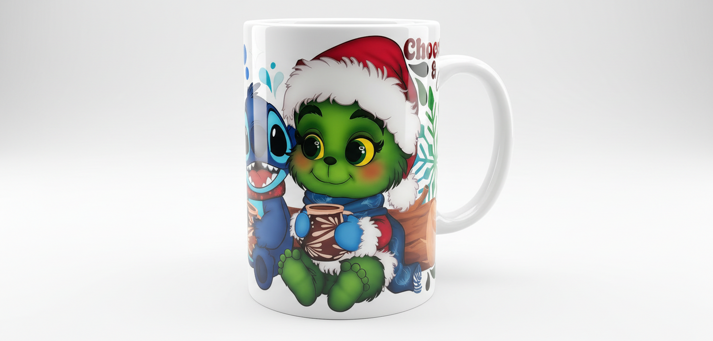 Stitch & Grinch Chocolatito - UVDTF Wrap for cups/hard surfaces sticker