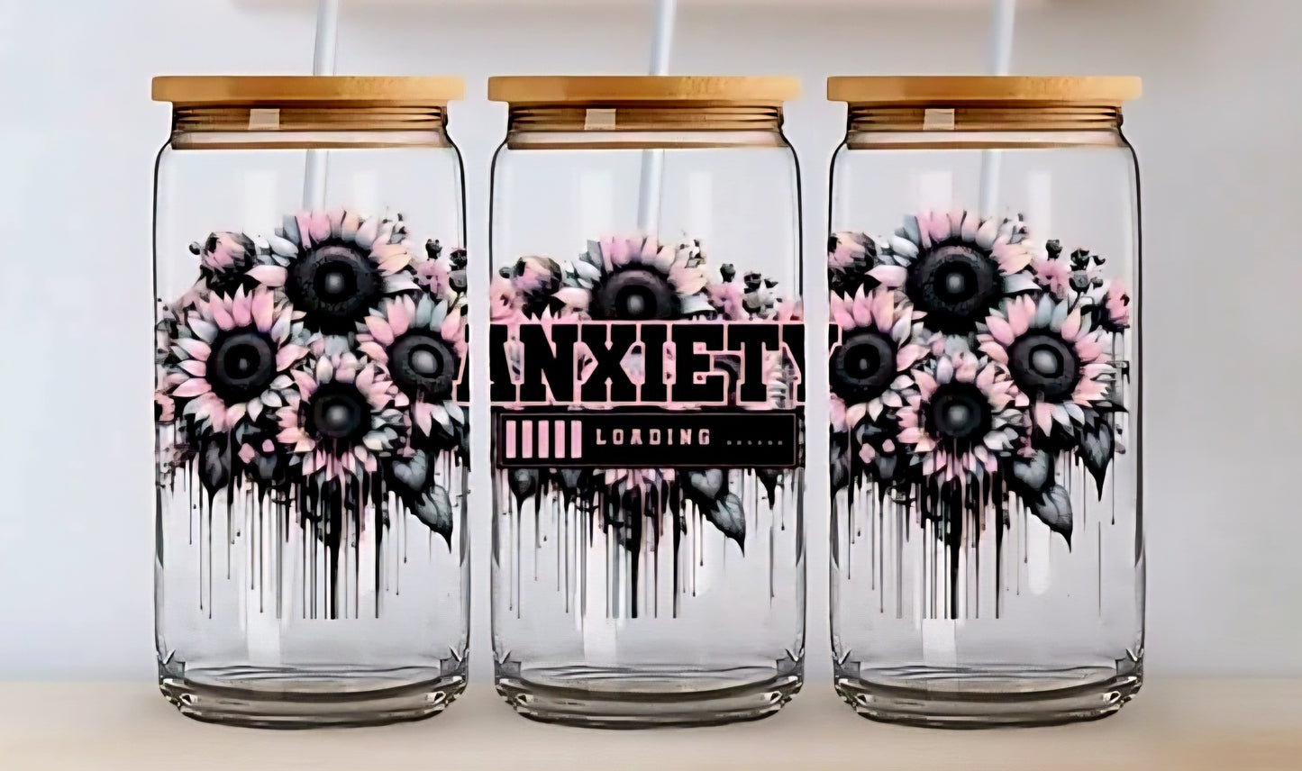 Anxiety & Sunflowers -  UVDTF Wrap for cups/hard surfaces sticker