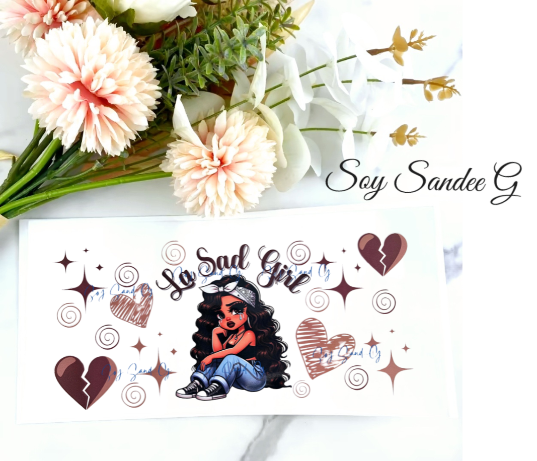 La Sadgirl Brown - UVDTF Wrap for cups/hard surfaces sticker