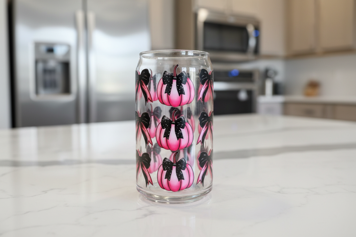 Pink Pumpkins & Bows - UVDTF Wrap for cups/hard surfaces sticker