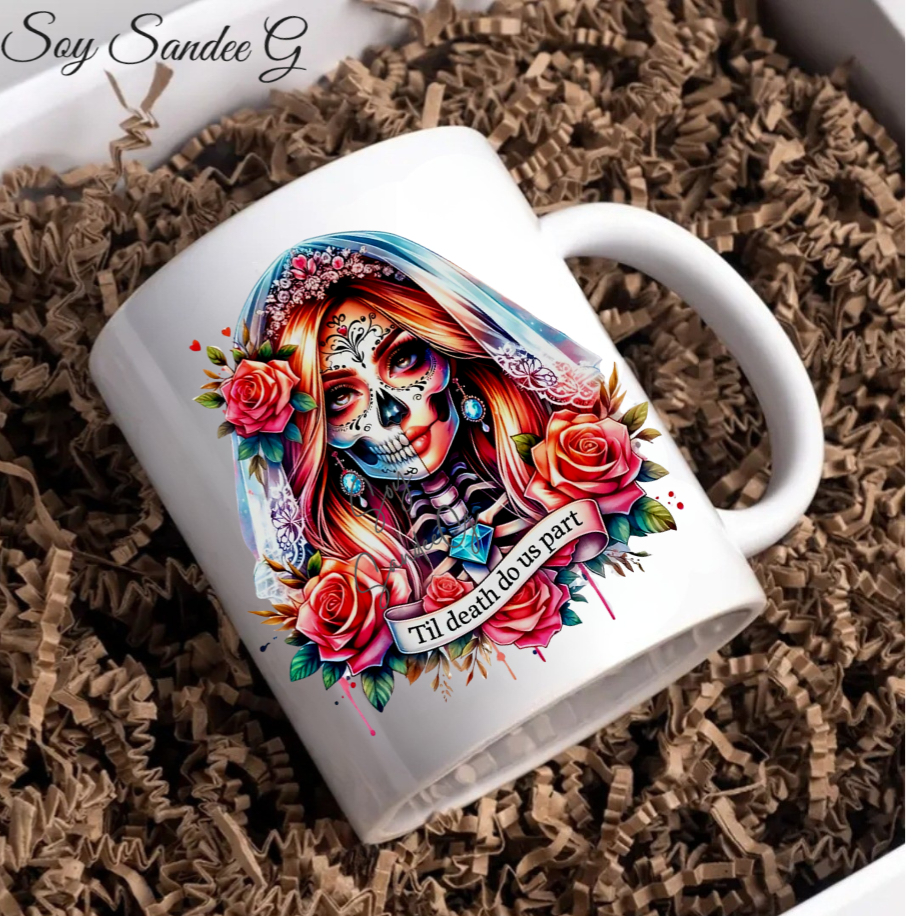 Til Death DO Us Part Skully - UVDTF Decal for cups/hard surfaces sticker