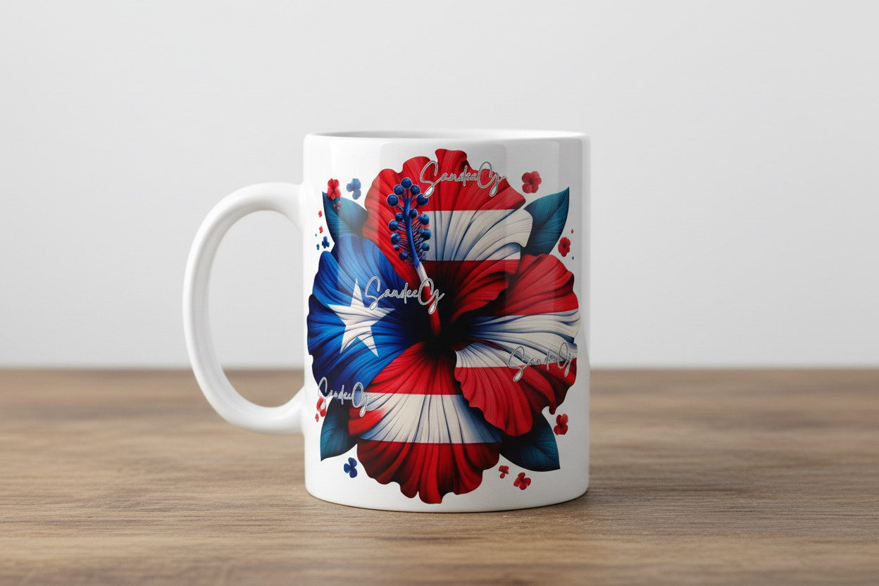 Puerto Rico Hibiscus #2 - UVDTF Decal for cups/hard surfaces sticker