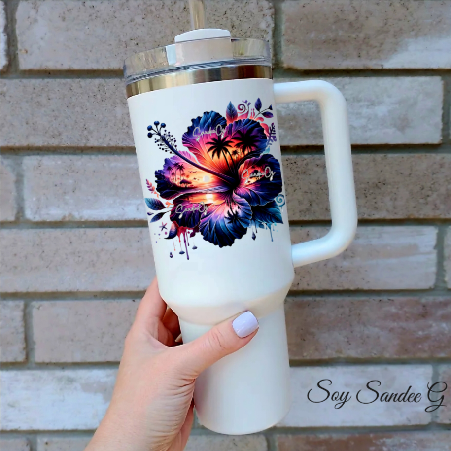 Hibiscus #5 - UVDTF Decal for cups/hard surfaces sticker