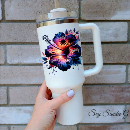 Hibiscus #5 - UVDTF Decal for cups/hard surfaces sticker