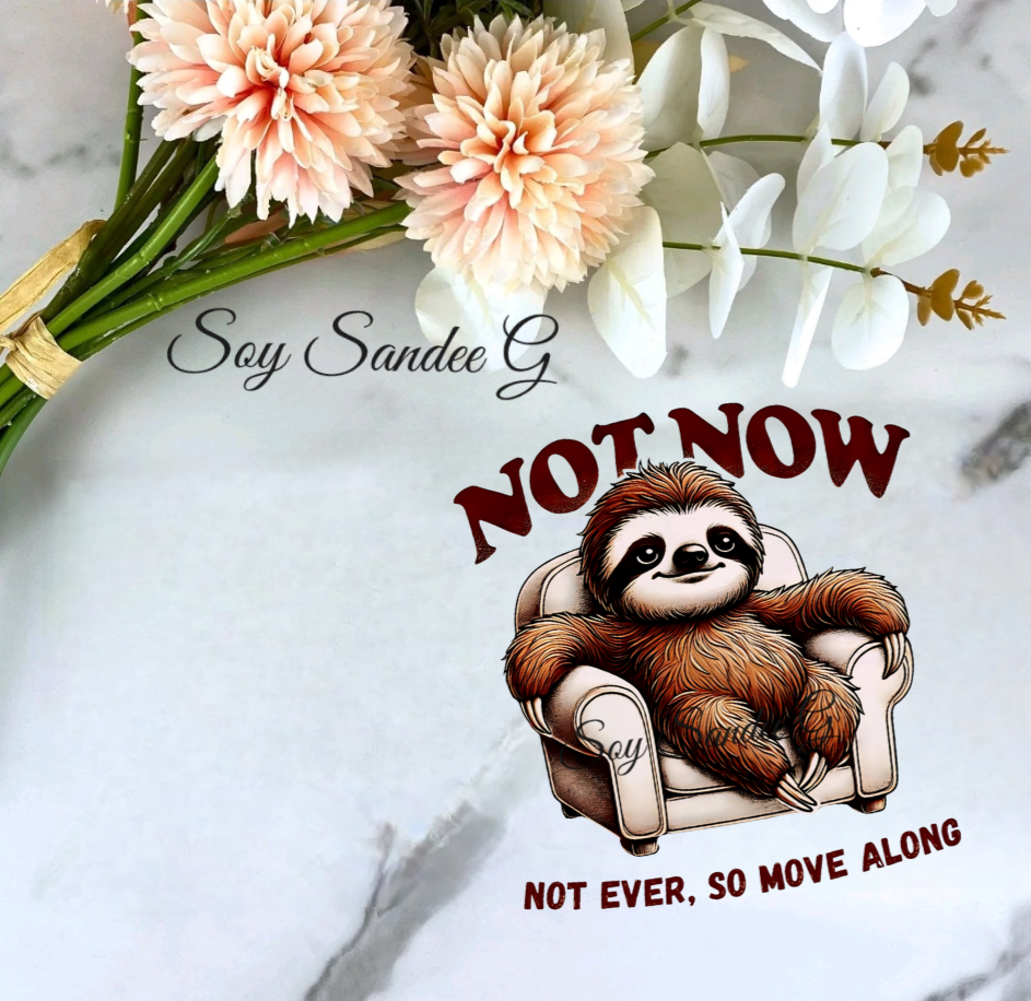 Not Now Sloth - UVDTF Decal for cups/hard surfaces sticker