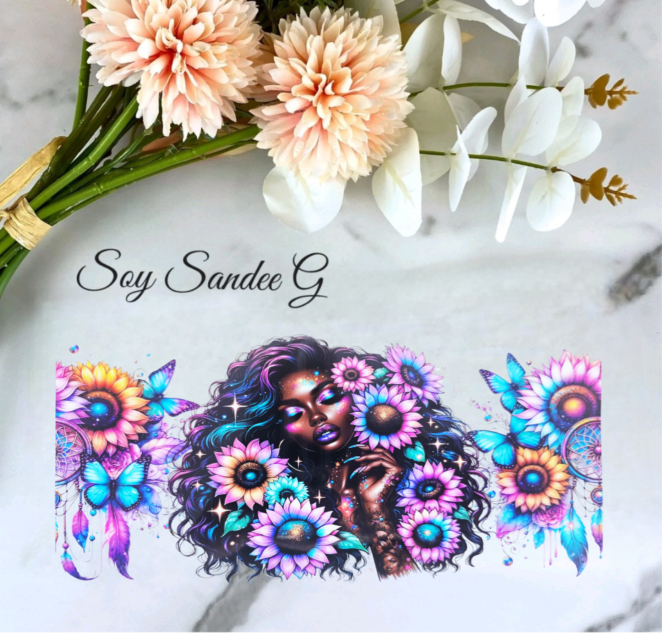 Colorful Sunflowers & Melanin - UVDTF Wrap for cups/hard surfaces sticker