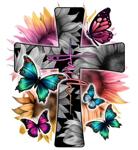 Vibrant Faith Cross UVDTF Decal