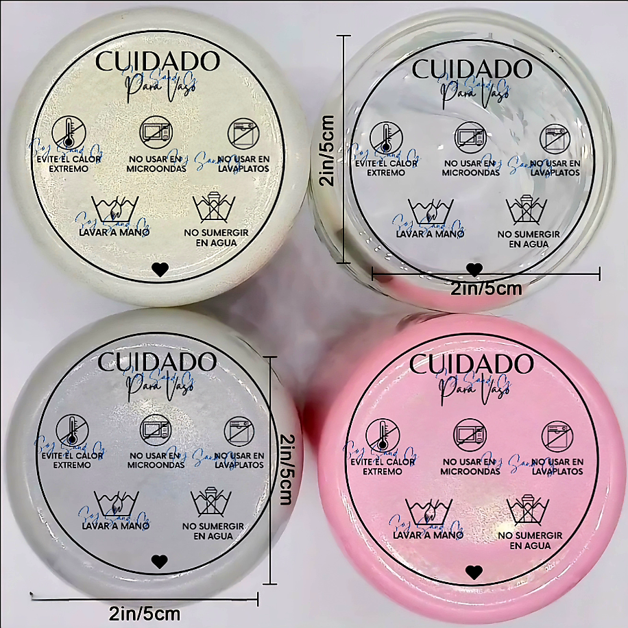 Cuidado para Vasos (Cup Care) - UVDTF Decal with cup instructions sticker