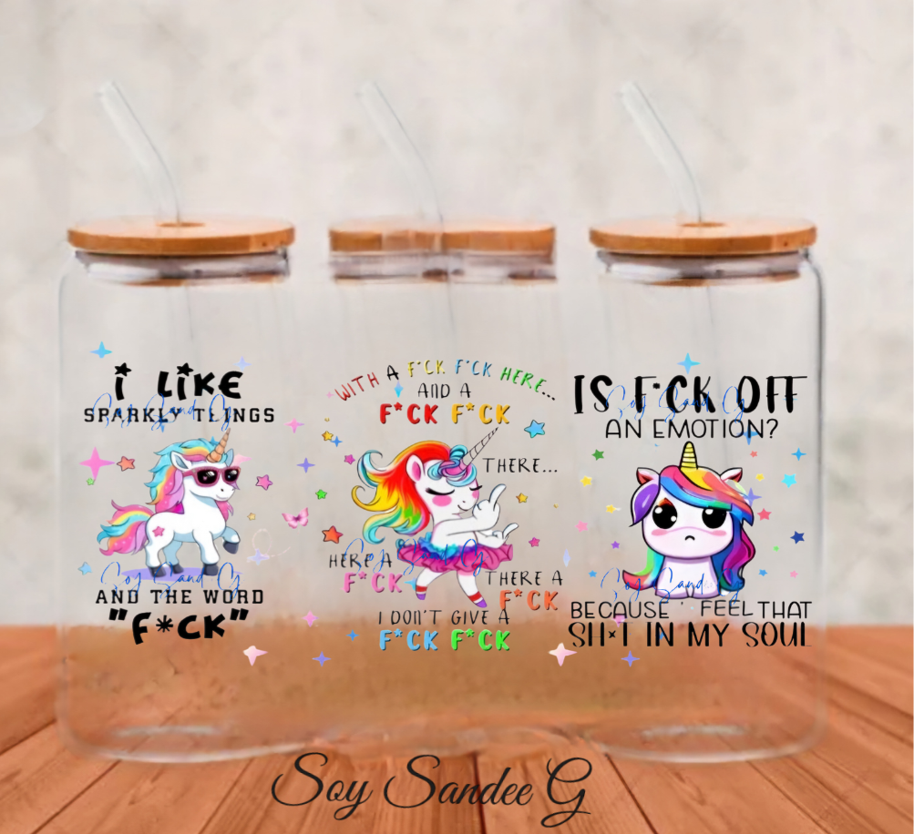 Envoltura UVDTF de unicornio sarcástico