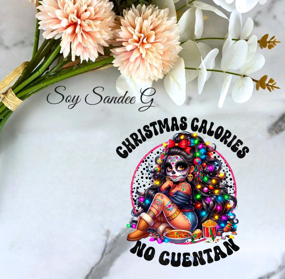 Christmas Calories Don't Count Skully - UVDTF Decal for cups/hard surfaces sticker