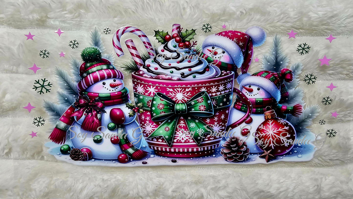 Peppermint Mocha Snowmen - UVDTF Wrap for cups/hard surfaces sticker