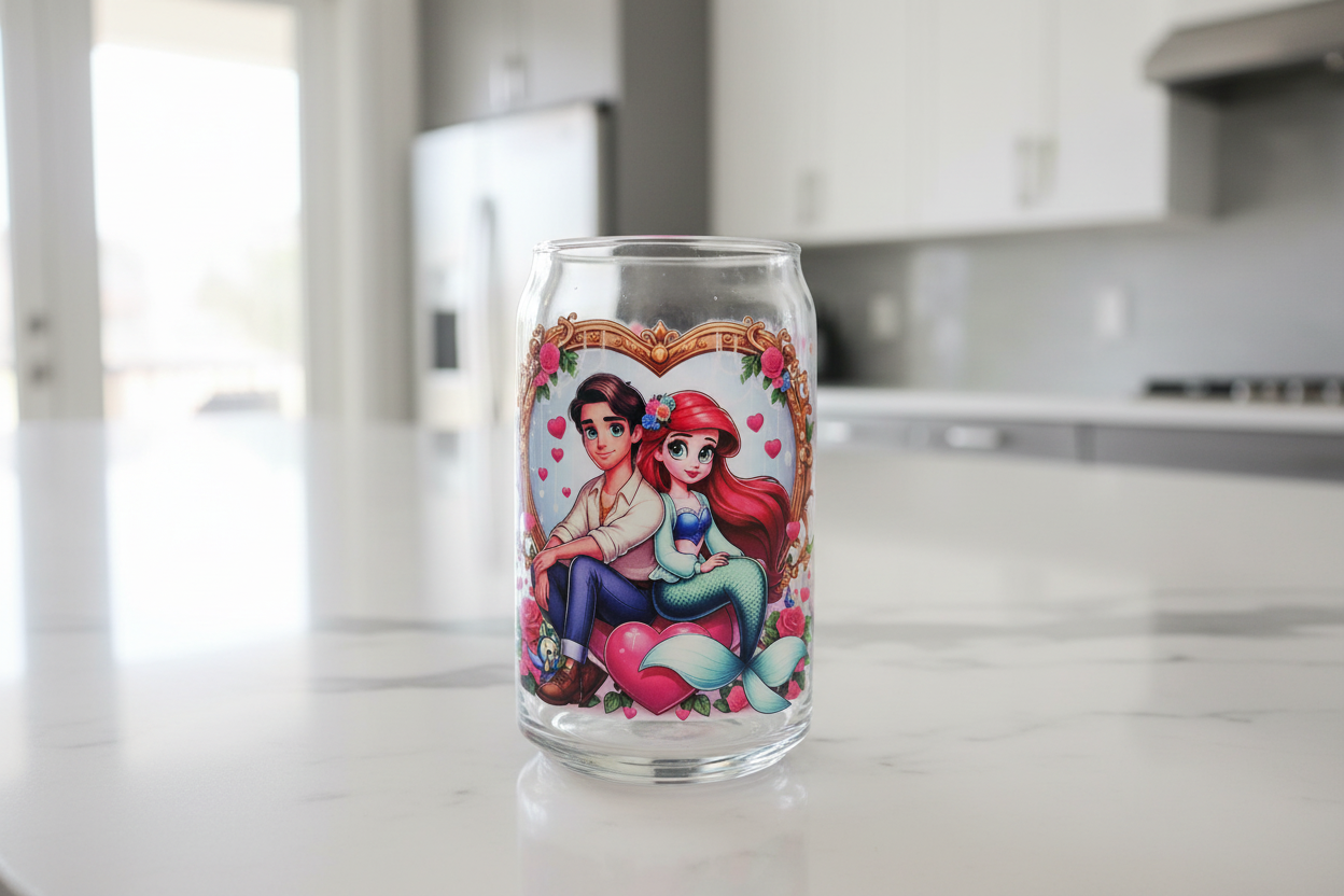 Ariel & her Prince Heart - UVDTF wrap for cups/hard surfaces sticker