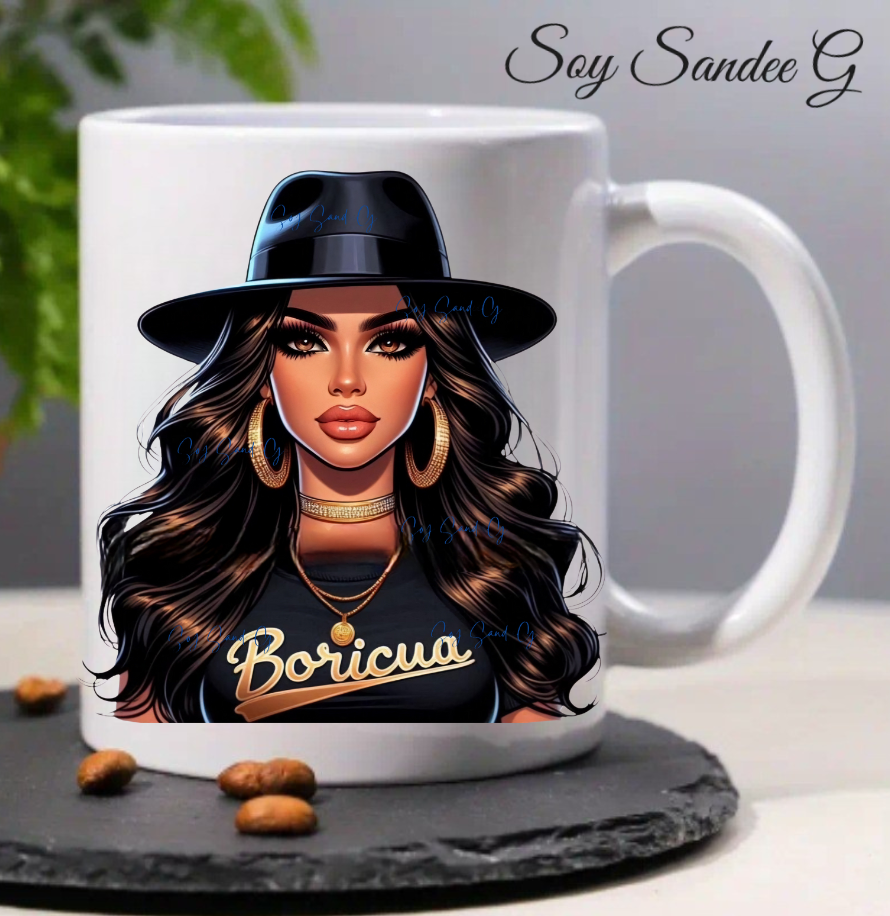 Boricua & her Black Hat - UVDTF Decal for cups/hard surfaces sticker
