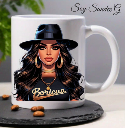 Boricua & her Black Hat - UVDTF Decal for cups/hard surfaces sticker