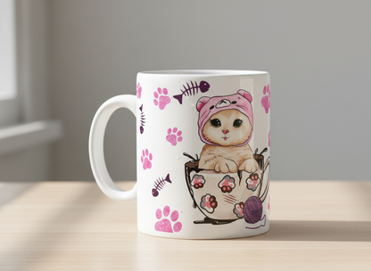 Teacup Kitty - UVDTF Wrap for cups/hard surfaces sticker