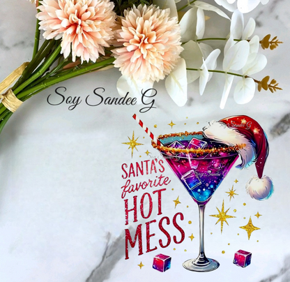 Santa's Favorite Hot Mess - UVDTF Decal for cups/hard surfaces sticker