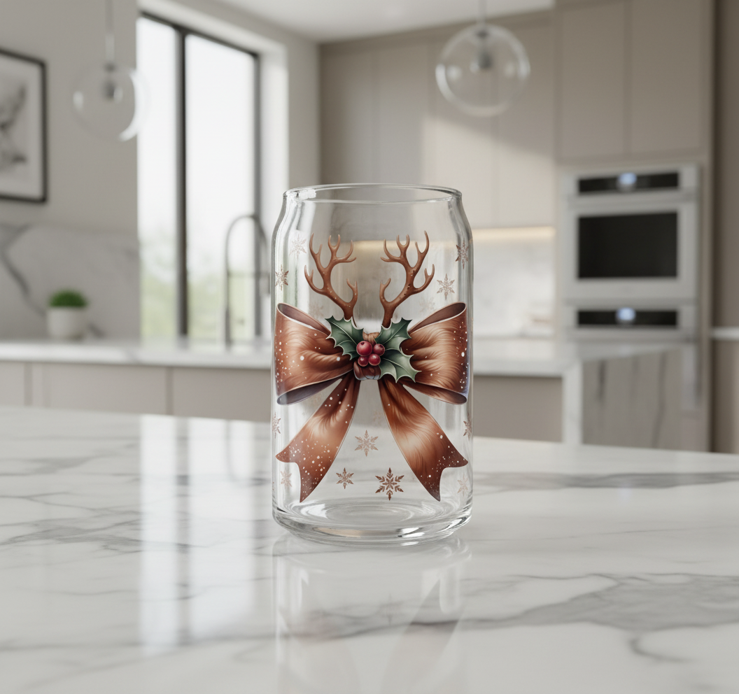 Reindeer Coquette Bow - UVDTF Decal for cups/hard surfaces sticker