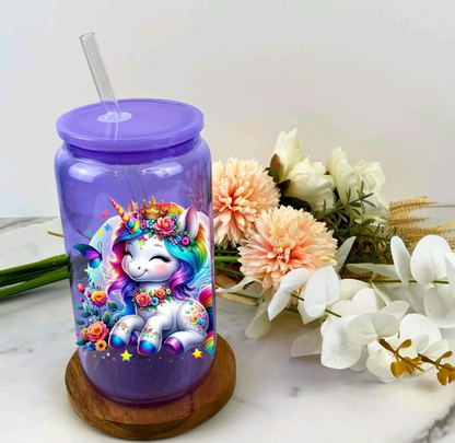 Cute Rainbowed Hair Unicorn - UVDTF Decal for cups/hard surfaces