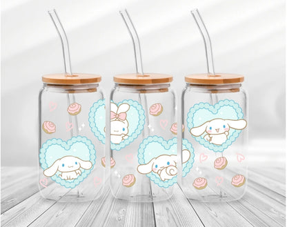 Cinnamon Roll Teal Hearts -  UVDTF wrap for cups/hard surfaces sticker