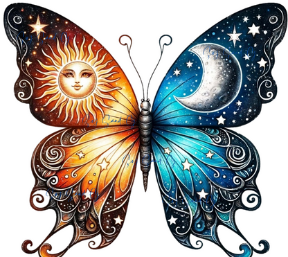 Sun & Moon Butterfly - UVDTF Decal