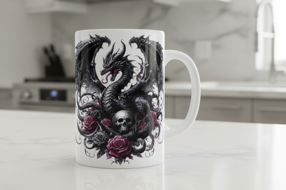 Black Dragon & Roses - UVDTF Decal for cups/hard surfaces sticker