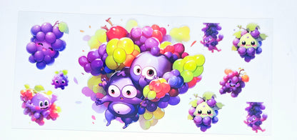 Purple Grapes Cartoon - UVDTF Wrap for cups/hard surfaces sticker