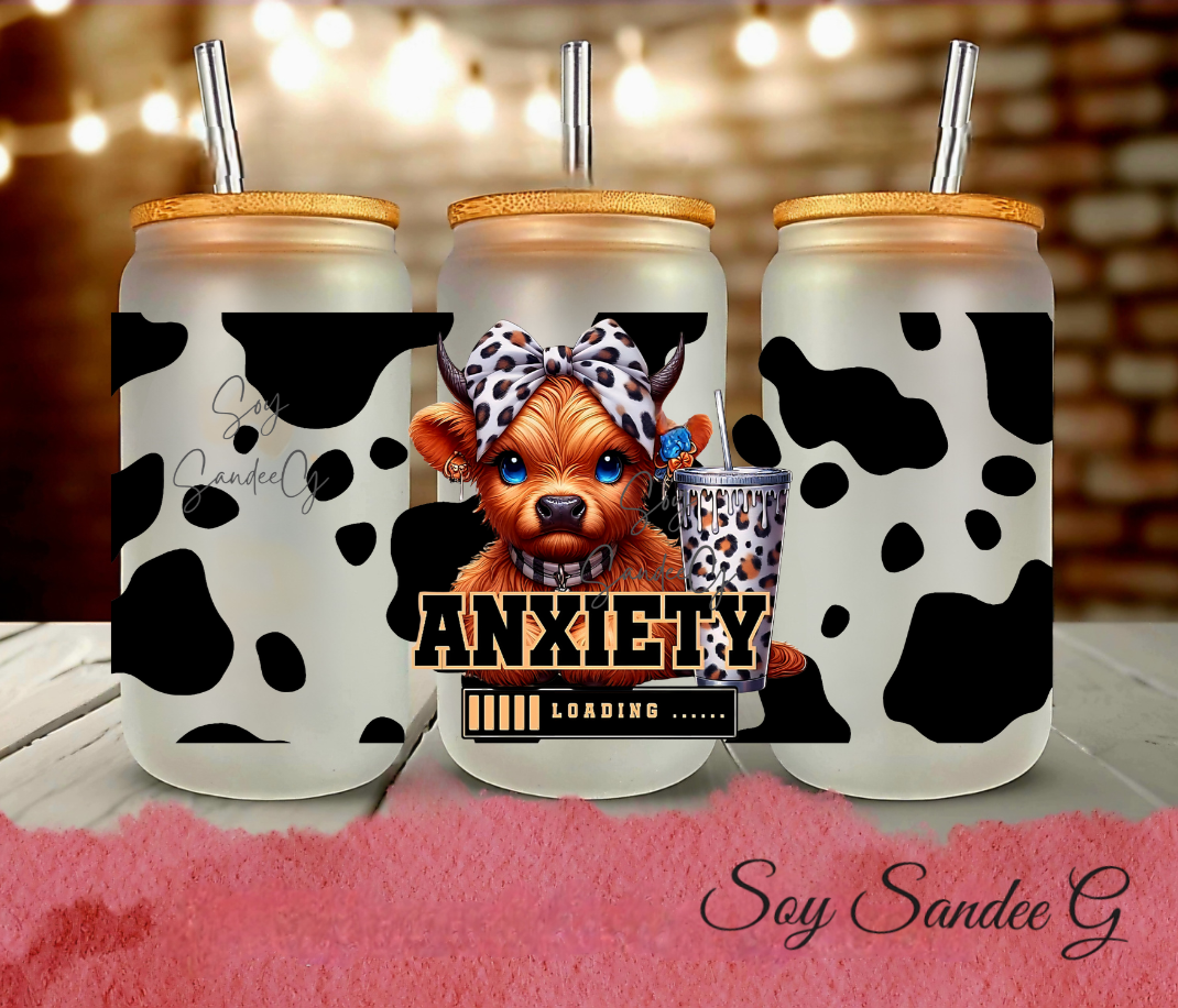 Anxiety Loading Cow - UVDTF Wrap for cups/hard surfaces sticker