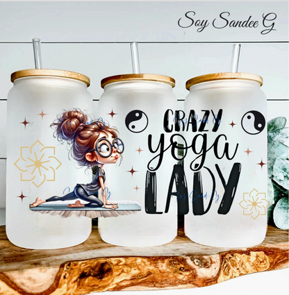 Crazy Yoga Lady - UVDTF Wrap for cups/hard surfaces sticker