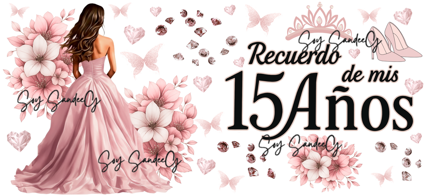 Mis Quince Pink - UVDTF Wrap for cups/hard surfaces sticker