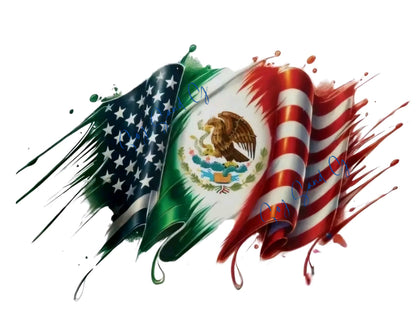 Ameri-Mexican Flag - UVDTF Decal for cups/hard surfaces sticker
