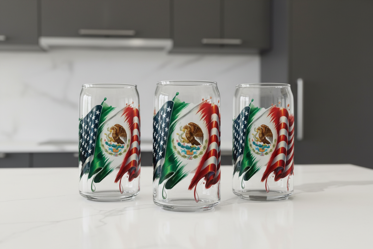 Ameri-Mexican Flag - UVDTF Decal for cups/hard surfaces sticker